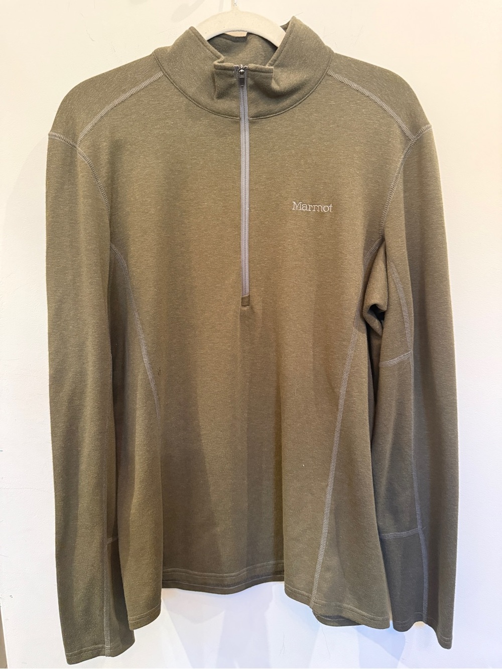 Marmot Men's Olive Half-Zip Performance Sweater, size M